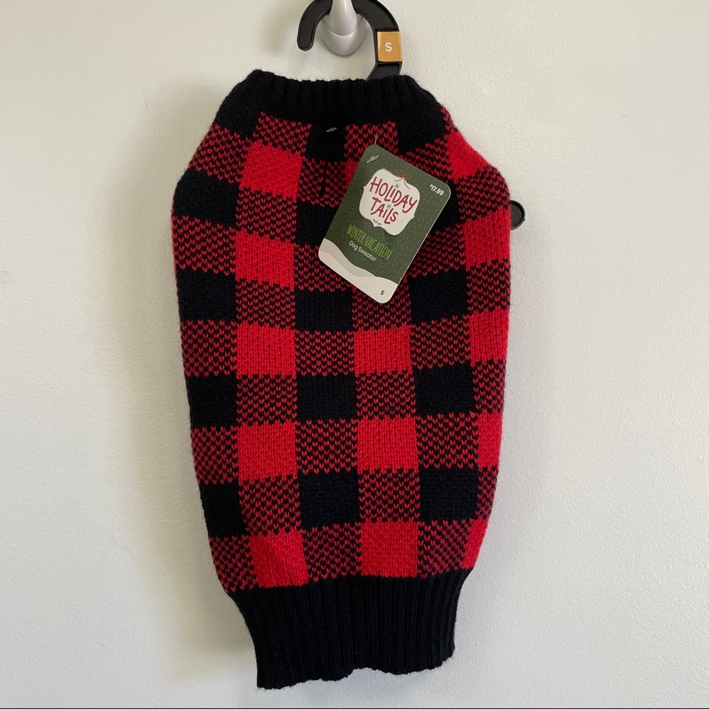 Gingham dog sweater vest red and black